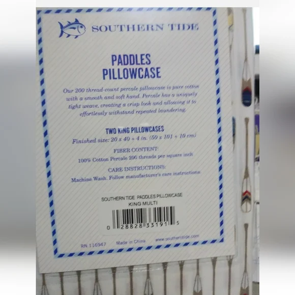 New Southern Tide King pillow cases Skipjack color Paddles - Picture 3 of 3
